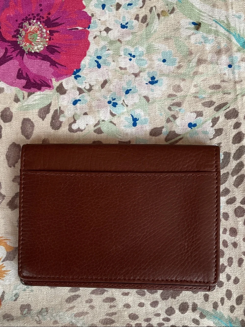 Coach Brown Pebbled Leather Card Wallet